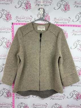 MARISA & MARIE Italy jacket Wool-Blend Zip Front Pea Coat - Taupe